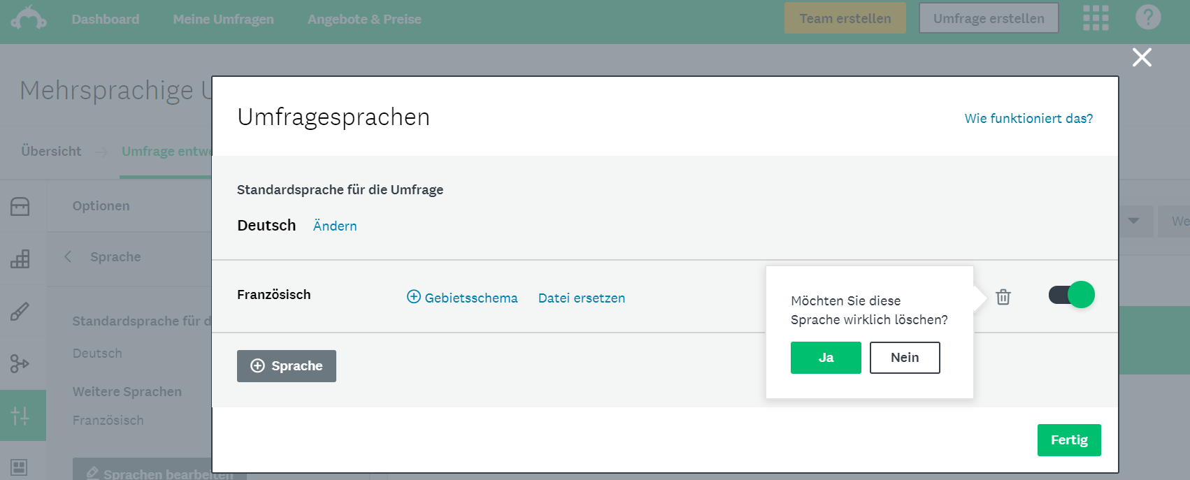 Sprache löschen