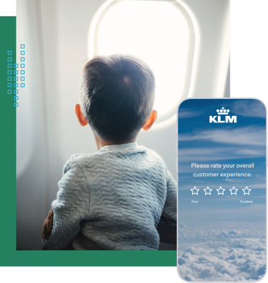 Child looking out of airplane window