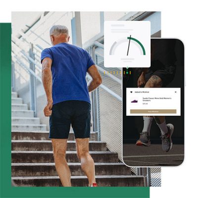 Mann, der eine Treppe hochrennt