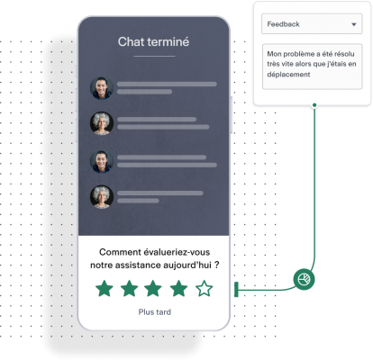 ecran telephone avec sondage rapide de satisfcation client