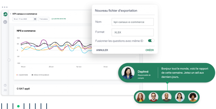 Fenetre d'exportation du suivi du score NPS