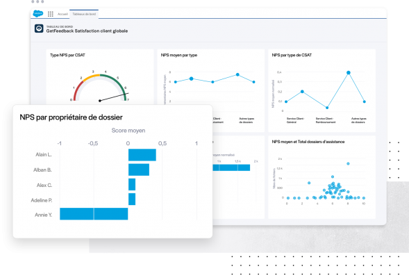 graphique salesforce du score NPS par agent