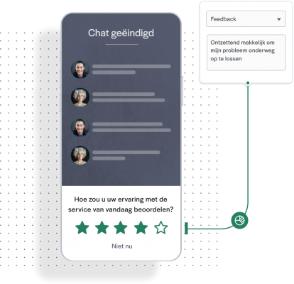Sterbeoordeling vraag over ervaring met klantenservice na afloop van support chat