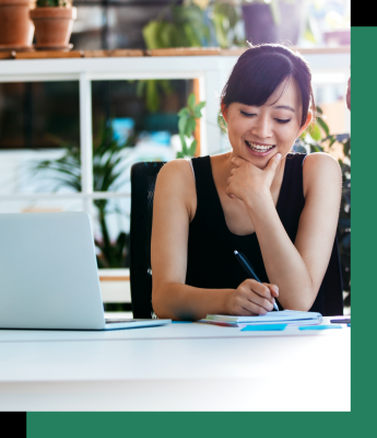 Women writing in notebook