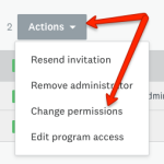 Image montrant l’écran à partir duquel vous accédez aux modifications des autorisations.