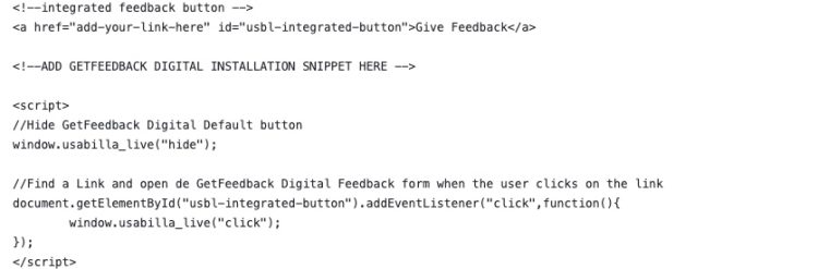 Image of integrated feedback button JavaScript