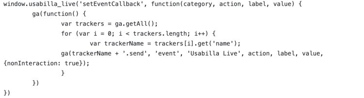 Image of code that will send events to all Google analytics tracking codes