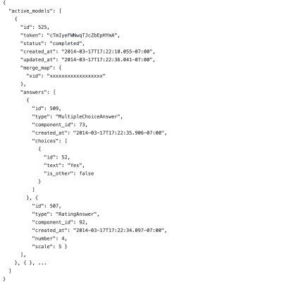 Image showing result of get all responses JSON