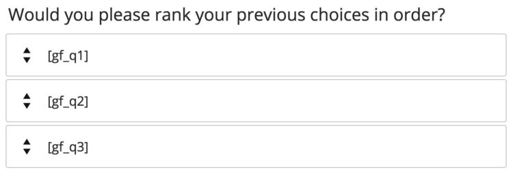 Image of how the questions would look with piping and their order.
