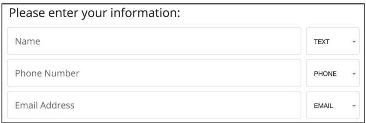 Image showing what you will see when using piping for contact information in a form.