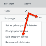 Image montrant l'écran à partir duquel vous accédez à la modification de l'accès au programme.