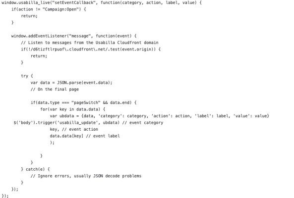 Image showing code that will store GetFeedback data layer information in a javascript object that gets pushed to innometrics.