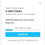 The status displays in the middle of the application tile.