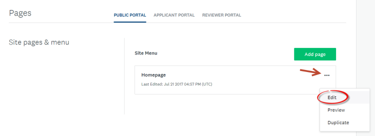Image montrant comment ajouter/modifier des pages d’accueil.