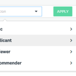 An image of the user filter options. Applicant is highlighted.