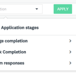 Image des filtres de phase de l'application : Achèvement de la phase, Achèvement de la tâche et Réponses du formulaire.