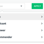 An image of the user filter options: Basic, Applicant, Reviewer, and Recommender.