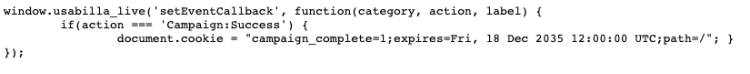 JavaScript code to create a cookie for campaign dependencies. Use the link below this image to access the raw code.