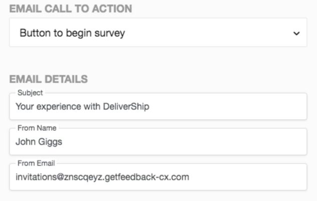 Screen showing Email call to action dropdown and Email details settings.