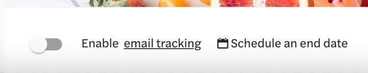 In the bottom left corner of the email editor, the Enable Email Tracking toggle is turned off.