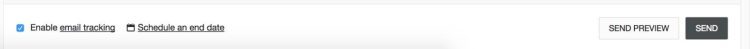 The option to Schedule an end date is in the bottom left corner of the email editor.