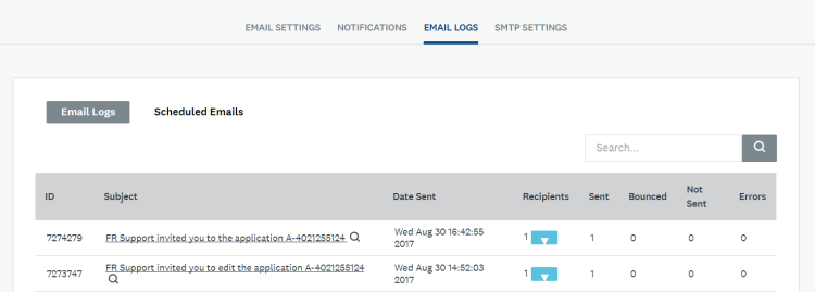 Image showing screenshot of email logs.