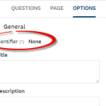 Under Options, General, to select identifier
