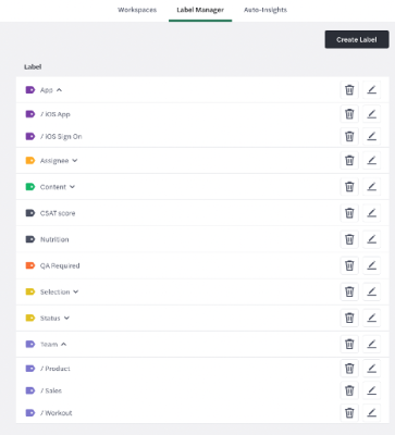 Example of the Label Manager screen.