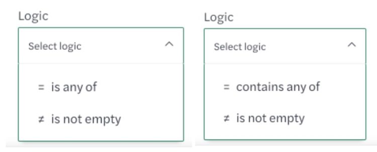 Image of logic operator options.