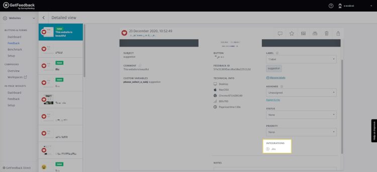Image of how to push feedback to Jira.