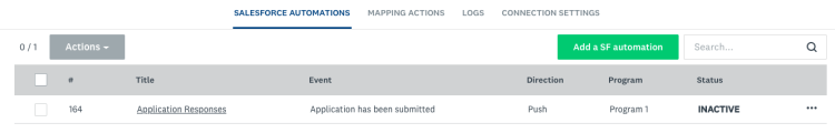 Salesforce Automations, actions, add a SF automation green button