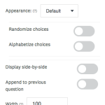 The available drill down question display settings.
