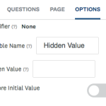 Example of a Hidden Field question Options tab.