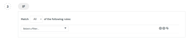 Image of a single rule to configure when an automation is created.