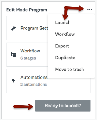 Capture d’écran de l’icône Plus d’options sur laquelle cliquer pour afficher la liste déroulante, avec Lancer.