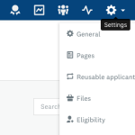 Capture d’écran de la liste déroulante Paramètres affichant l’action Tâches réutilisables des demandeurs.