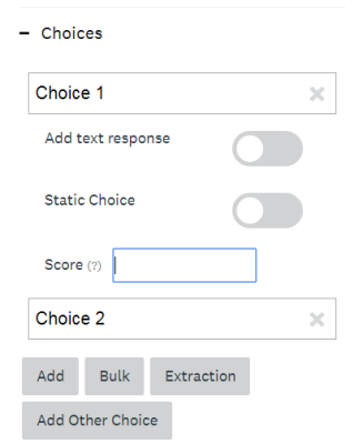Example of the Choices section showing where you can add or edit scoring.