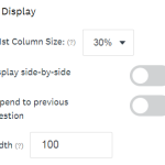 The available Single Column question Display settings.