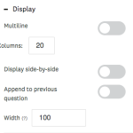 The available Text Response question Display settings.