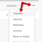 Image showing where to click to start transferring funds.