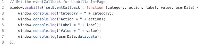 Image showing code for in page event callbacks