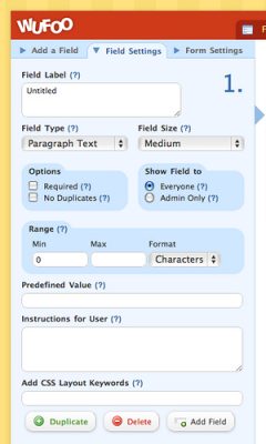 An image of the Field Settings tab in Wufoo.
