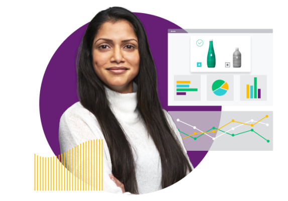 Market researcher analyzing data from product testing research.