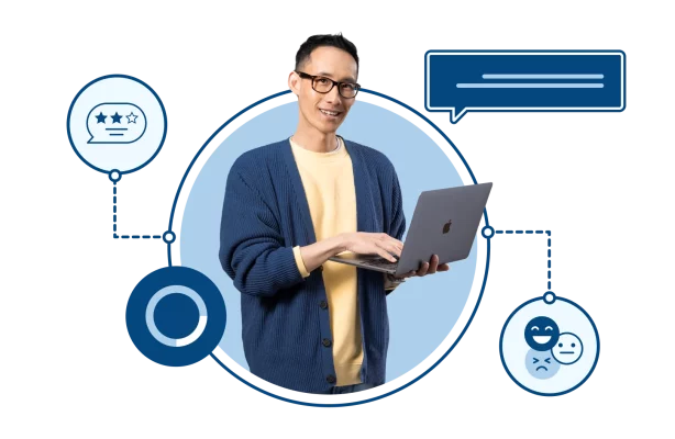 Customer experience officer analyzing CX metrics.