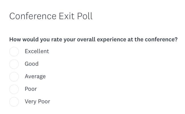 Conference exit poll asking, "How would you rate your overall experience at the conference?"