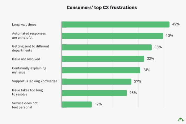 Consumers' top CX frustrations