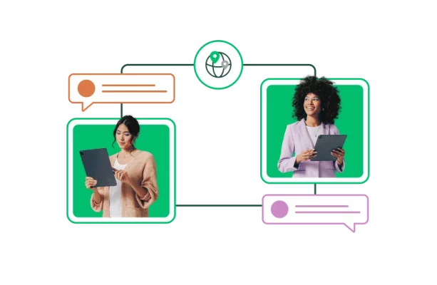 Deux femmes travaillant sur des tablettes