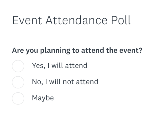 Event attendance poll asking, "Are you planning to attend the event?"