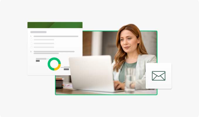 woman completing a survey