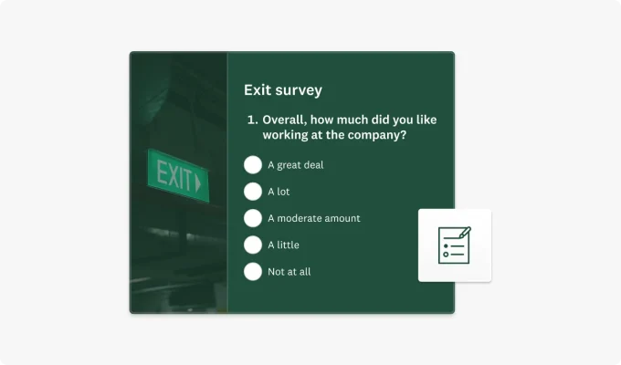 Screenshot of exit survey template